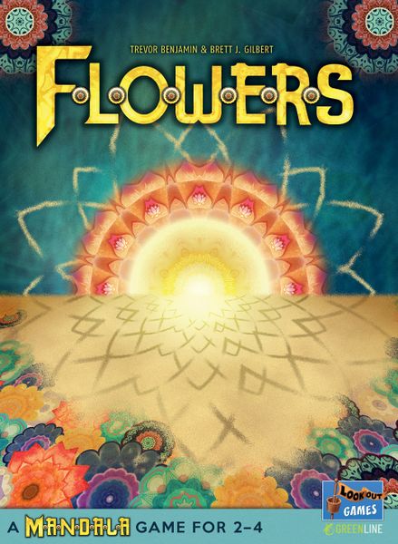Flowers: A Mandala Game, Lookout Games, 2024 — English cover, front (image provided by the publisher)