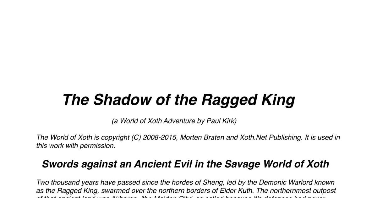 The Shadow of the Ragged King | RPG Item | RPGGeek