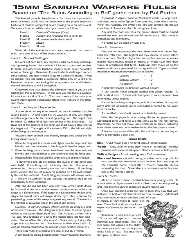 15mm Samurai Warfare Rules cover art