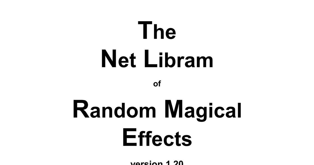 The Net Libram of Random Magical Effects Version 1.20 RPG Item RPGGeek