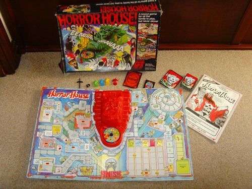 Horror House board game - game contents and rare Red Death Head.