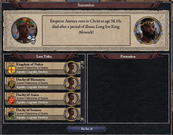 crusader kings 2 title loss on succession elective