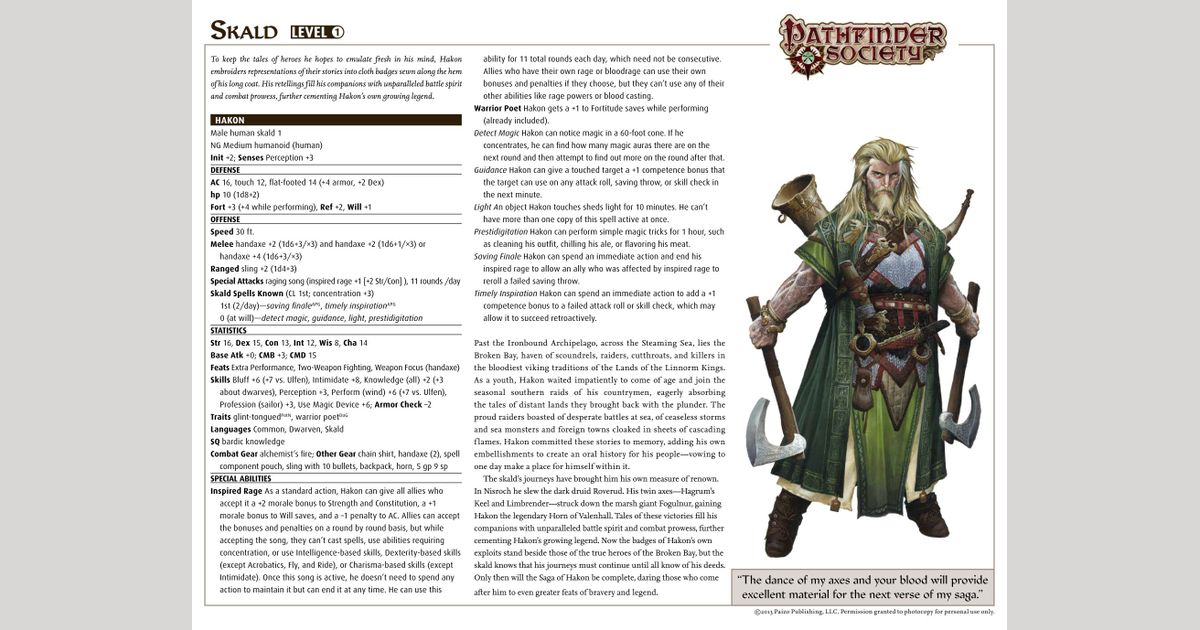 Advanced Class Guide Skald RPG Item RPGGeek