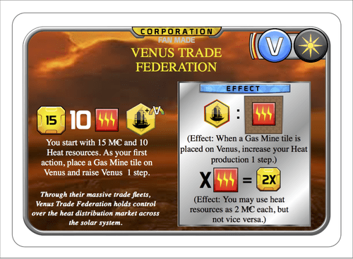 Venus 2.0 Corporations | BoardGameGeek