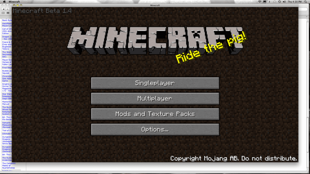 minecraft for mac controls