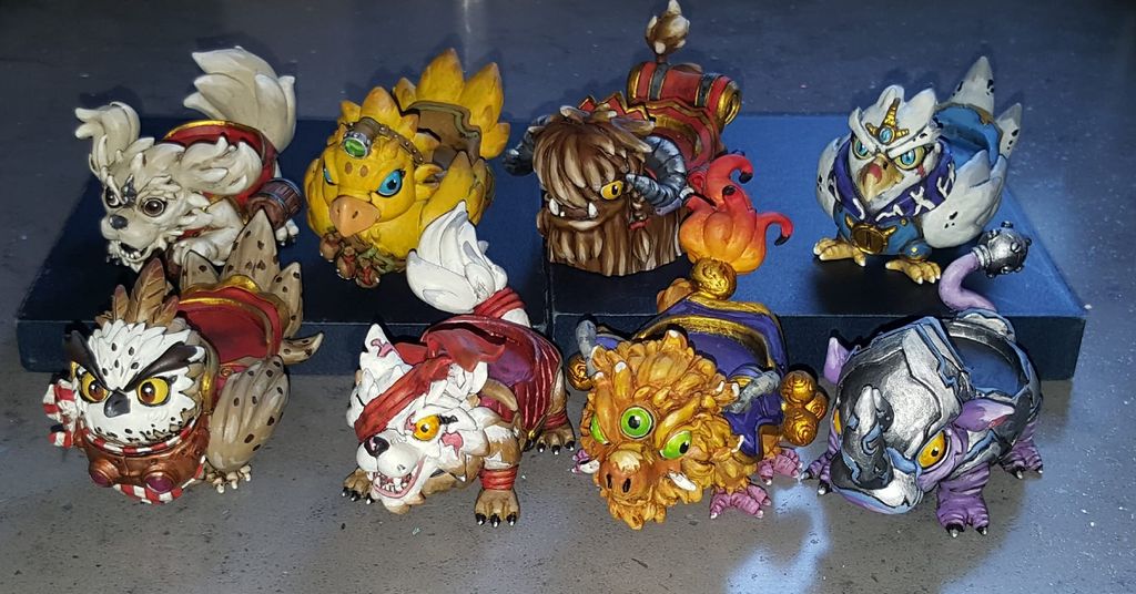 All 8 Mounts painted Arcadia Quest Riders BoardGameGeek