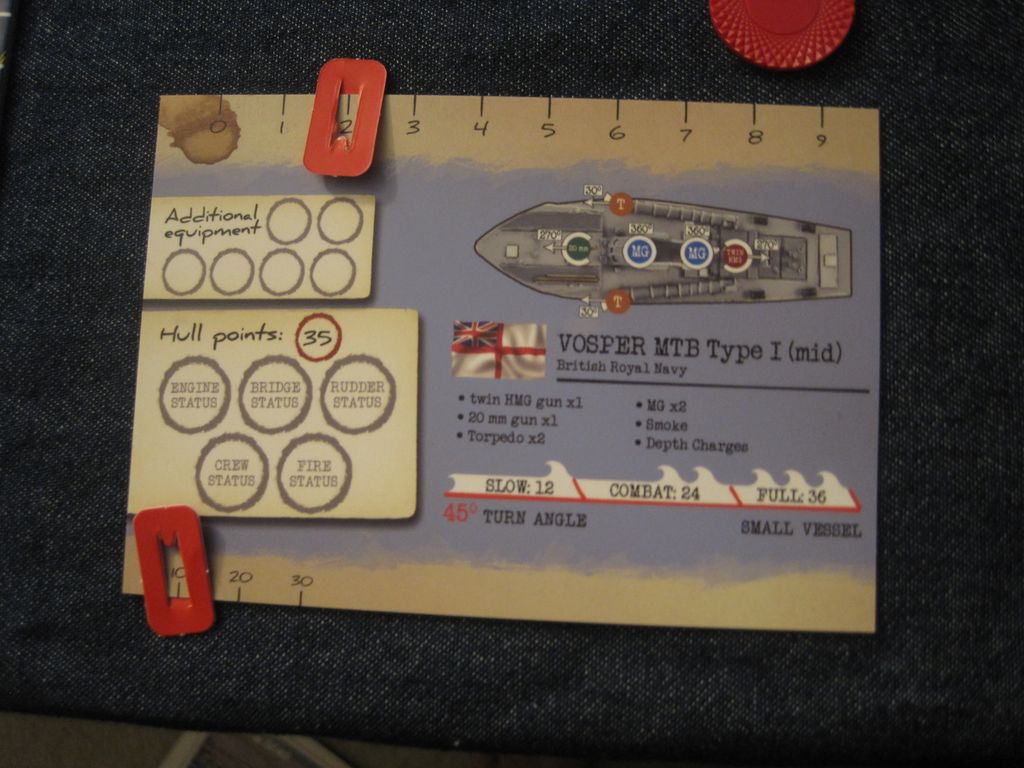 Cruel Seas Card holder with Peg hull point Markers for Hull Points 