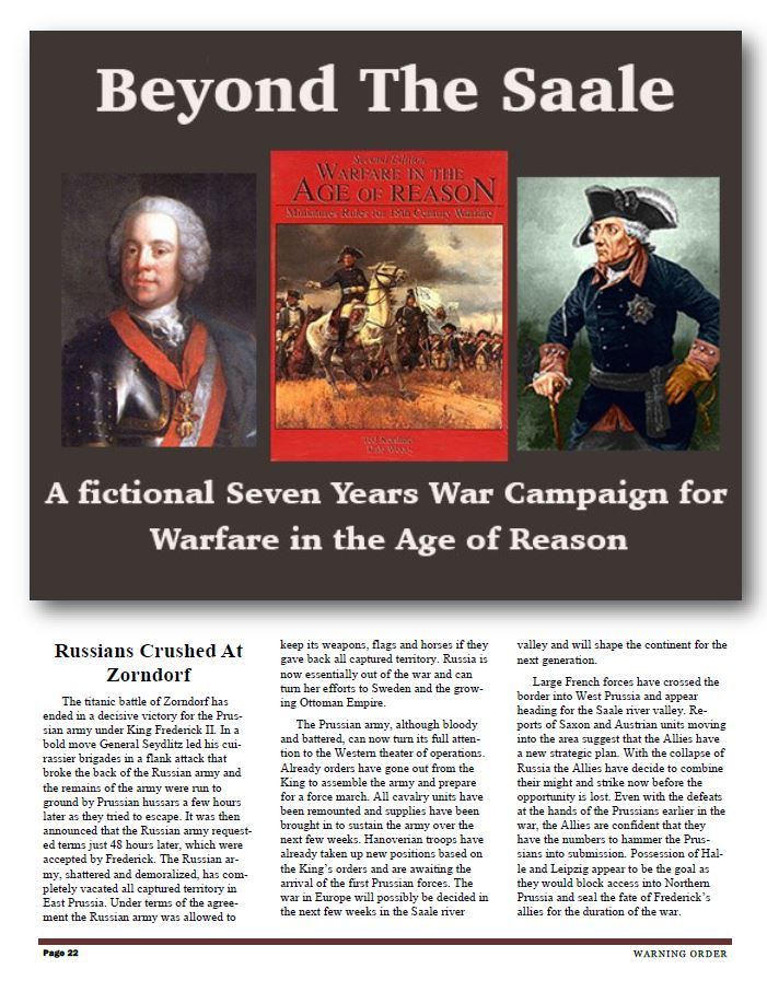 Beyond the Saale: A Fictional Seven Years War Campaign