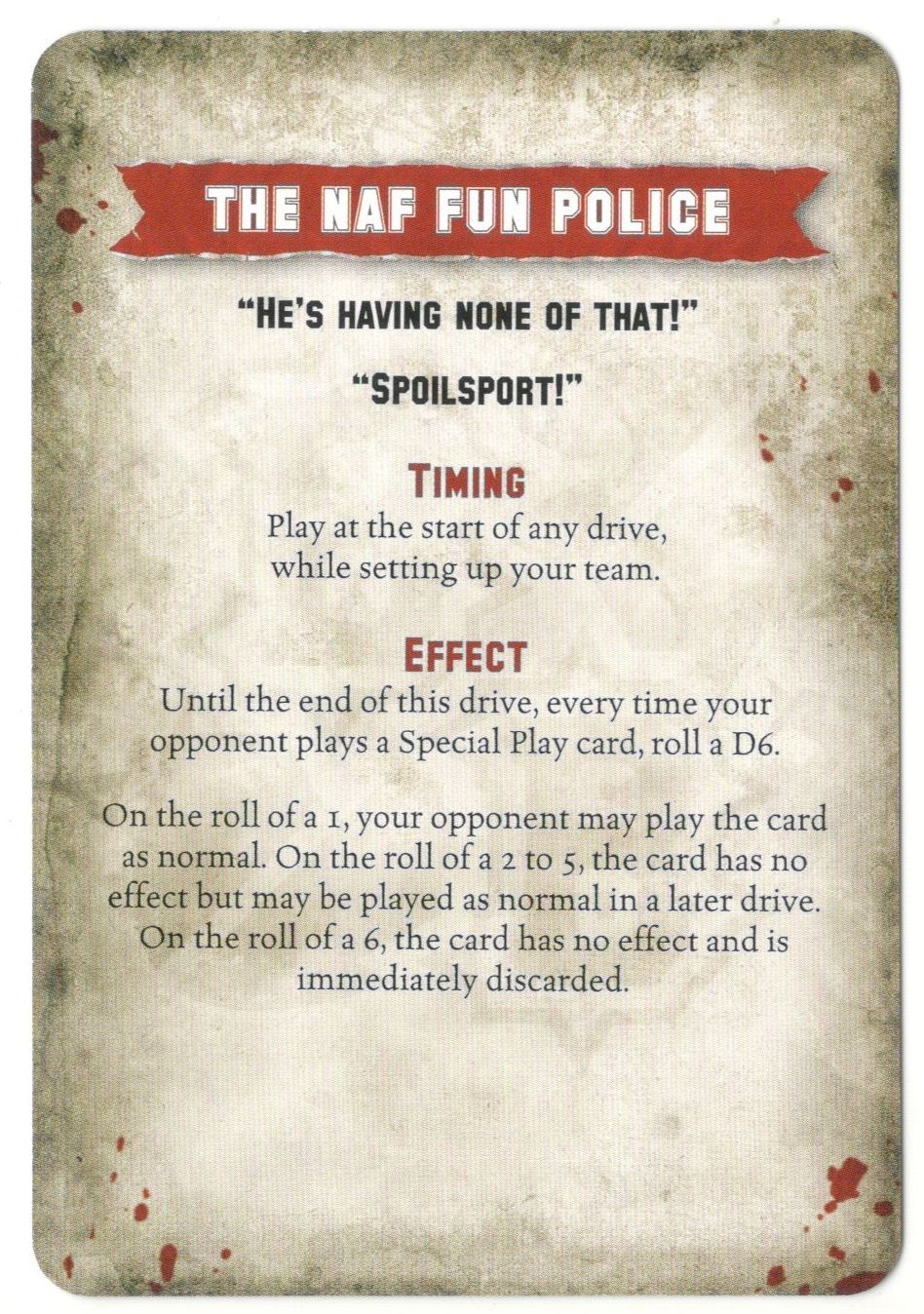 Blood Bowl (2016 Edition): The NAF Fun Police Promo Card