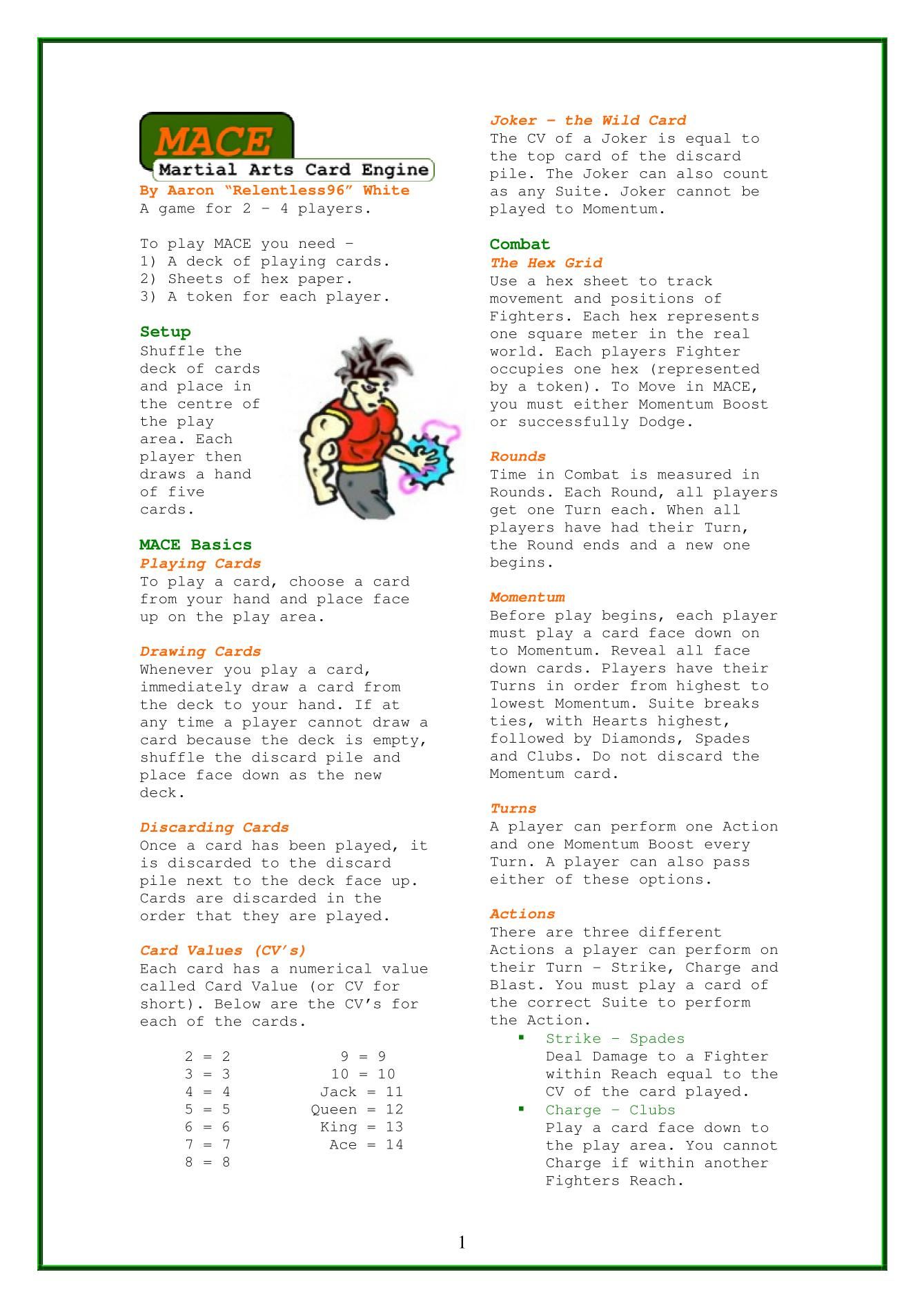 MACE: Martial Arts Card Engine