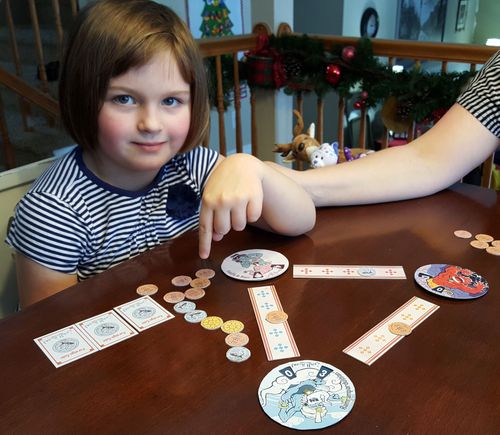 Showing off her winnings!