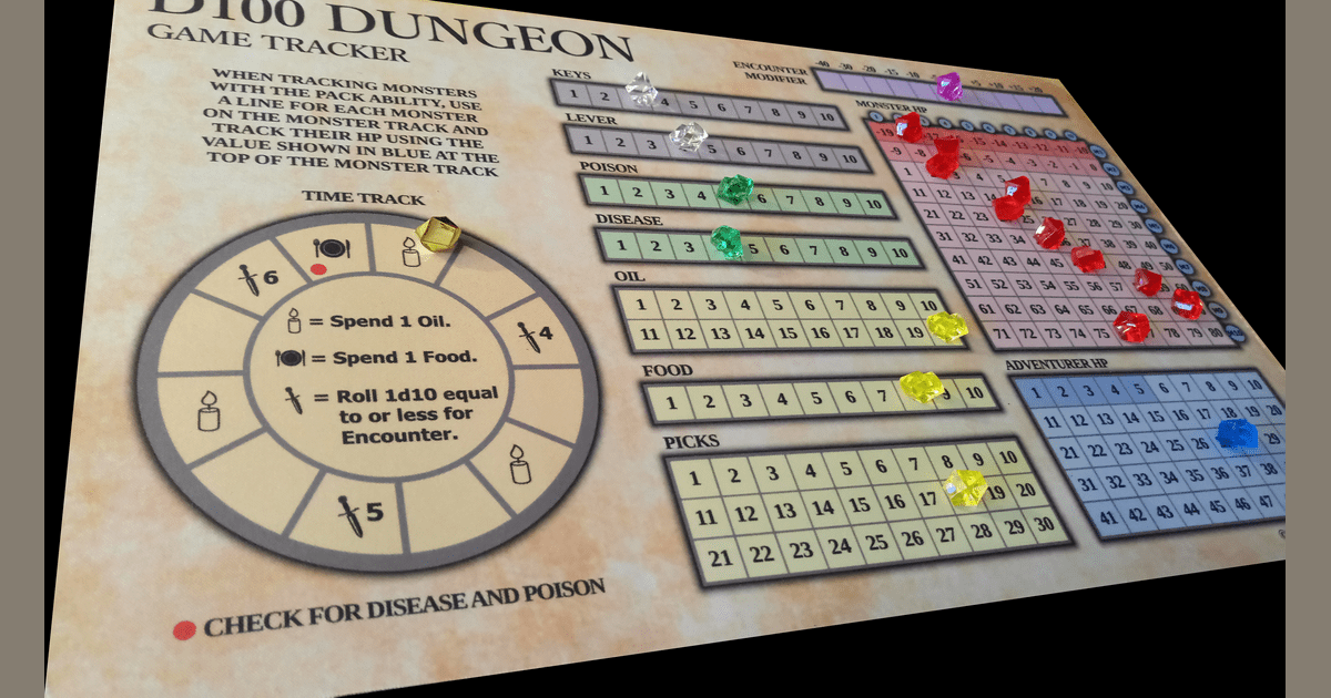 D100 Dungeon Game Tracker Mat Board Game Accessory BoardGameGeek