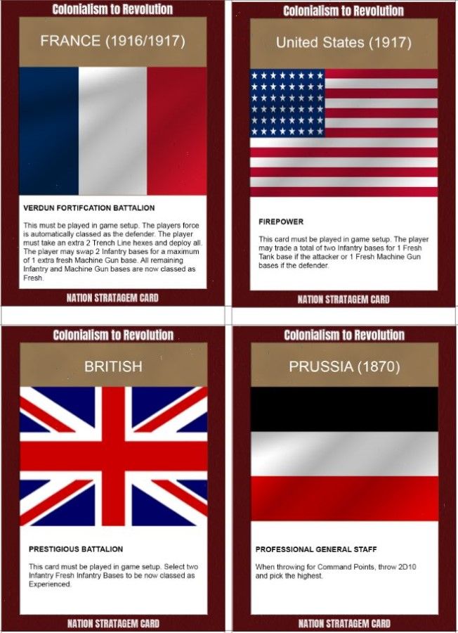 Colonialism to Revolution: Game Cards – Nation Set 1