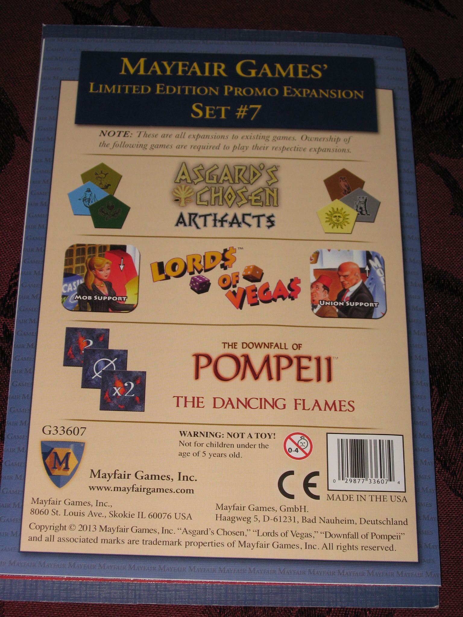 Mayfair Games&#039; Limited Edition Promo Expansion Set #7
