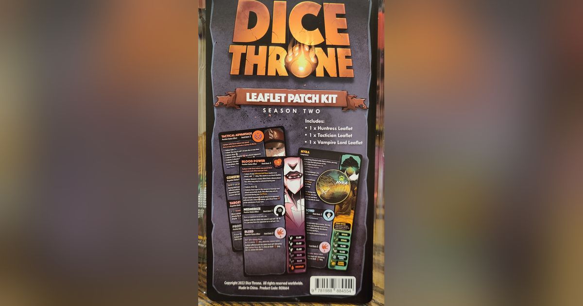 Dice Throne Season Two Leaflet Patch Kit Board Game Accessory
