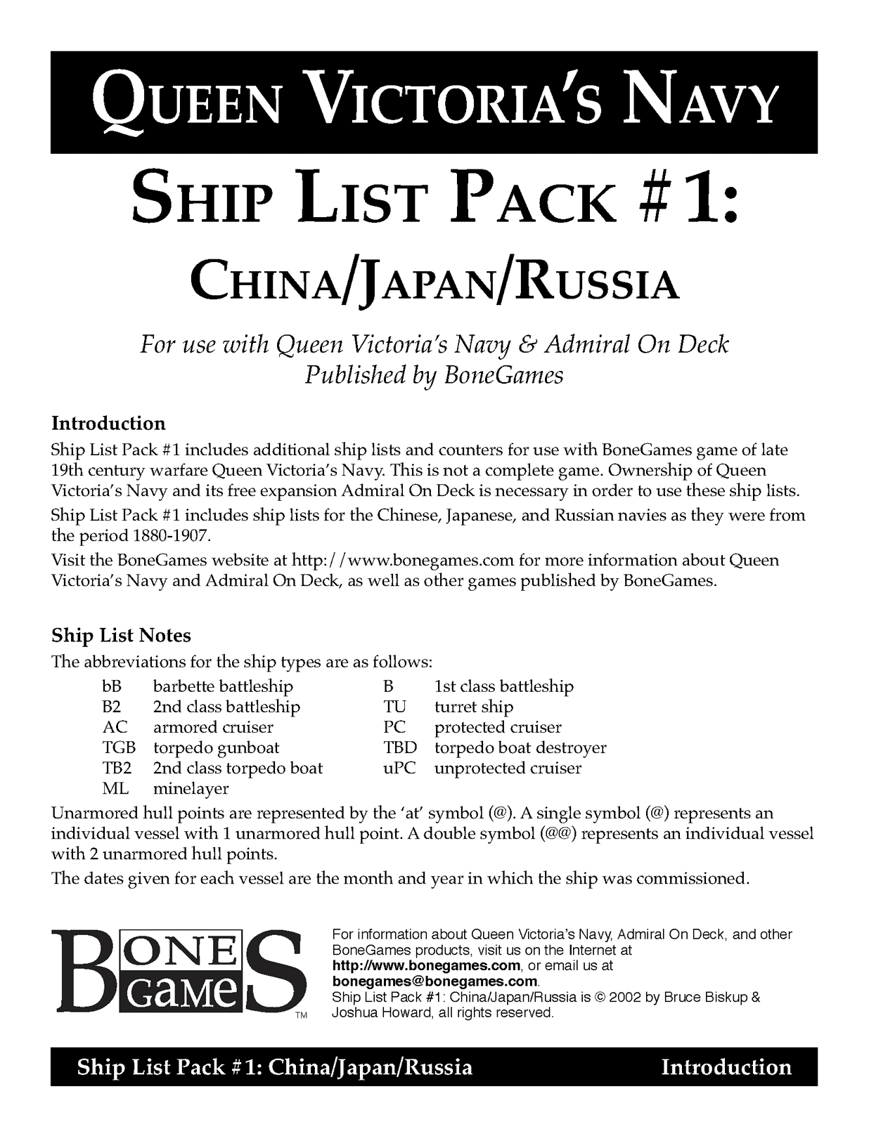 Queen Victoria's Navy Ship List Pack #1: China/Russia/Japan