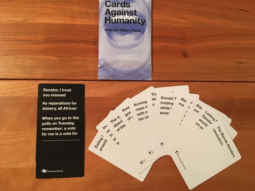Cards Against Humanity Vote for Hillary Pack Image BoardGameGeek