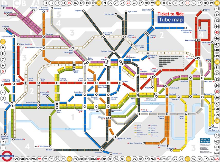 London Underground (fan expansion to Ticket to Ride) Board Game BoardGameGeek