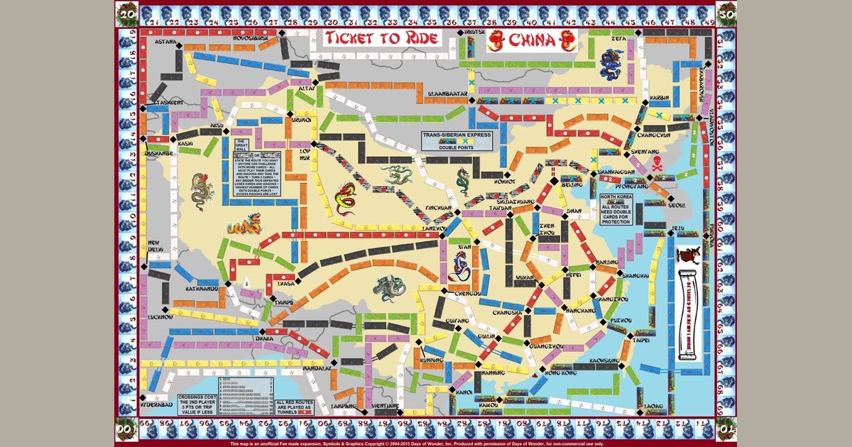 New China Fan Expansion To Ticket To Ride Board Game