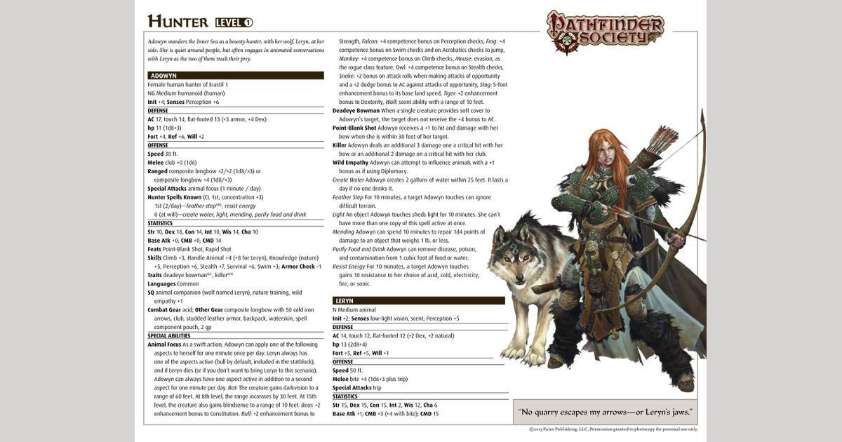 Advanced Class Guide: Hunter | RPG Item | RPGGeek