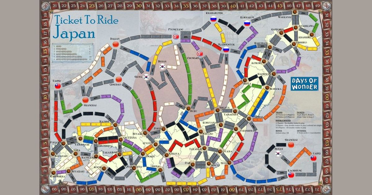 Japan Fan Expansion To Ticket To Ride Board Game Boardgamegeek