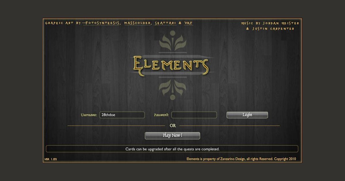 Elements (a trading card game like Magic the Gathering) Elements