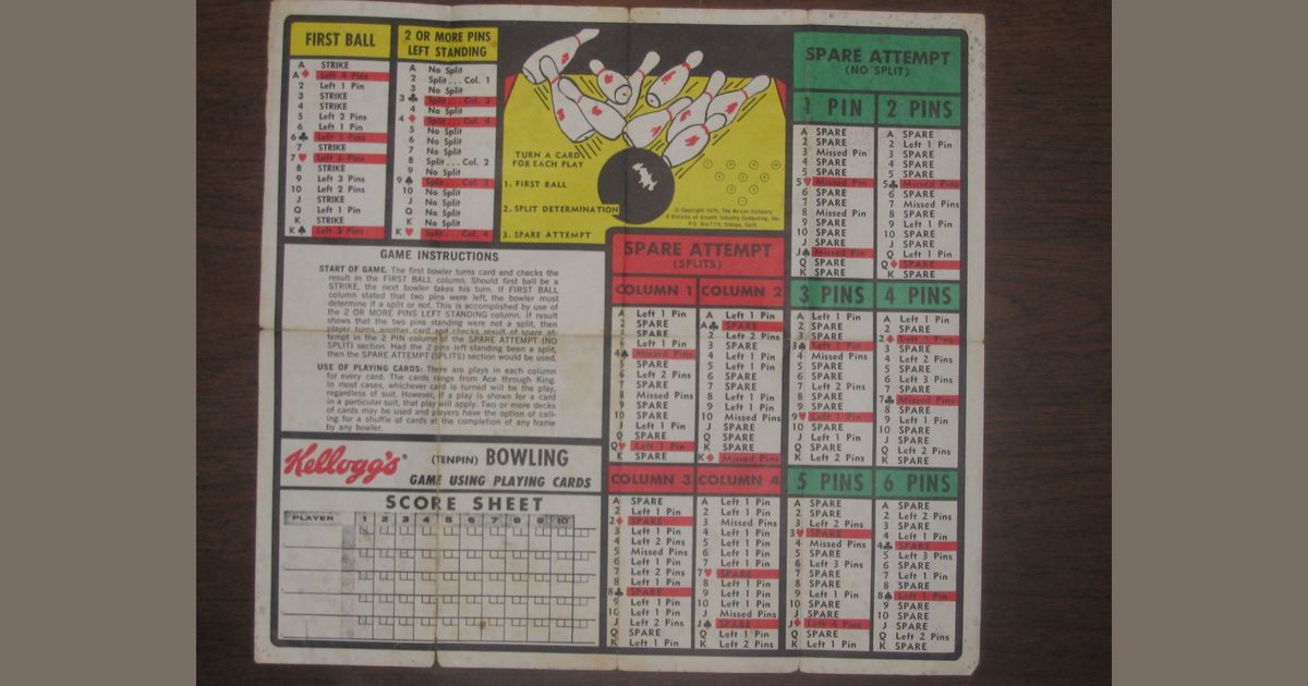 Kellogg's (Ten Pin) Bowling Board Game BoardGameGeek