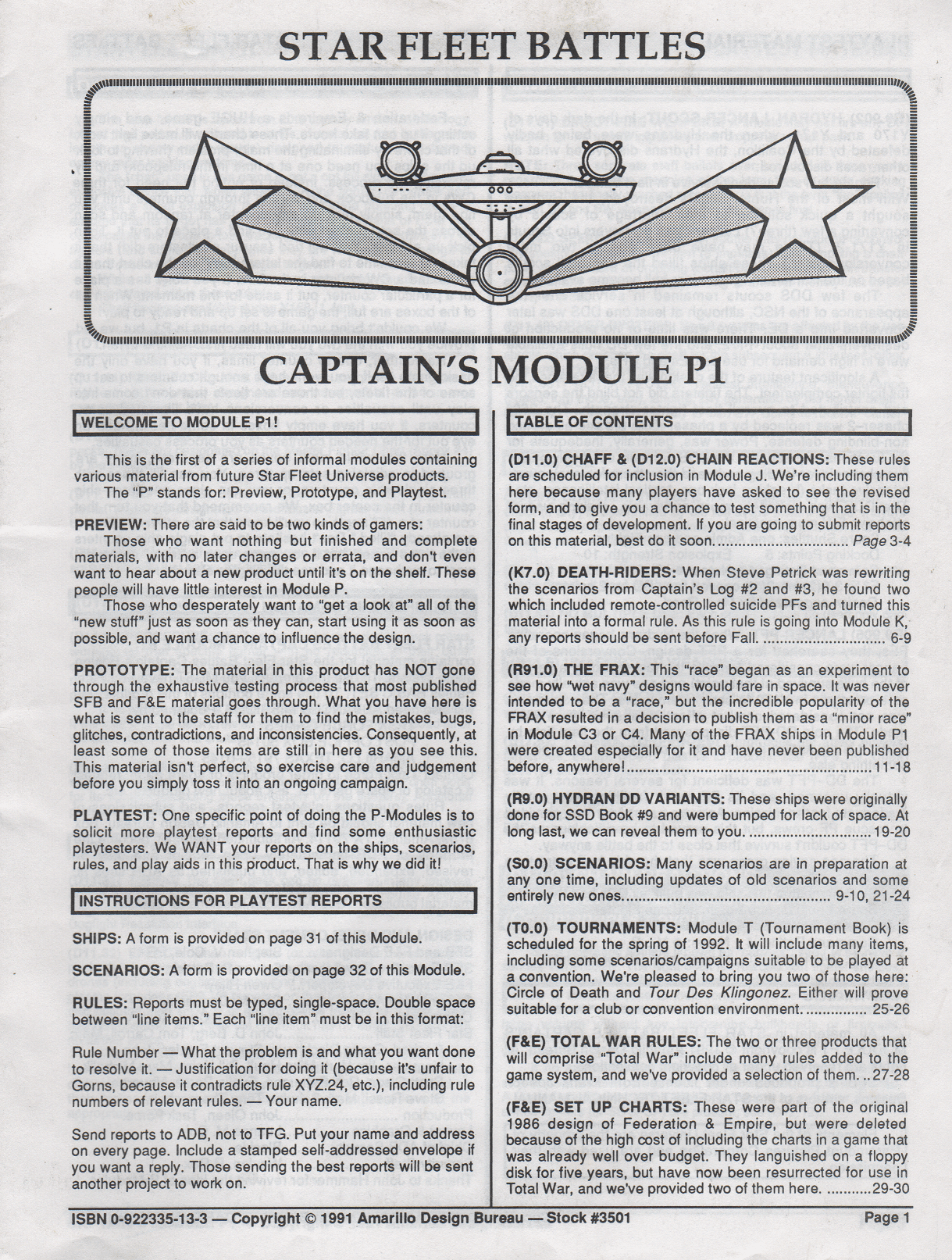 Star Fleet Battles: Captain's Module P1