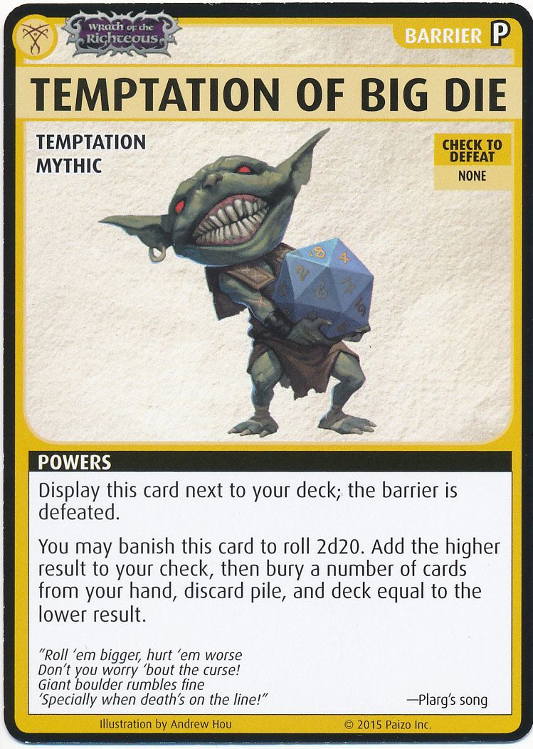 Pathfinder Adventure Card Game: Wrath of the Righteous – "Temptation of Big Die" Promo Card