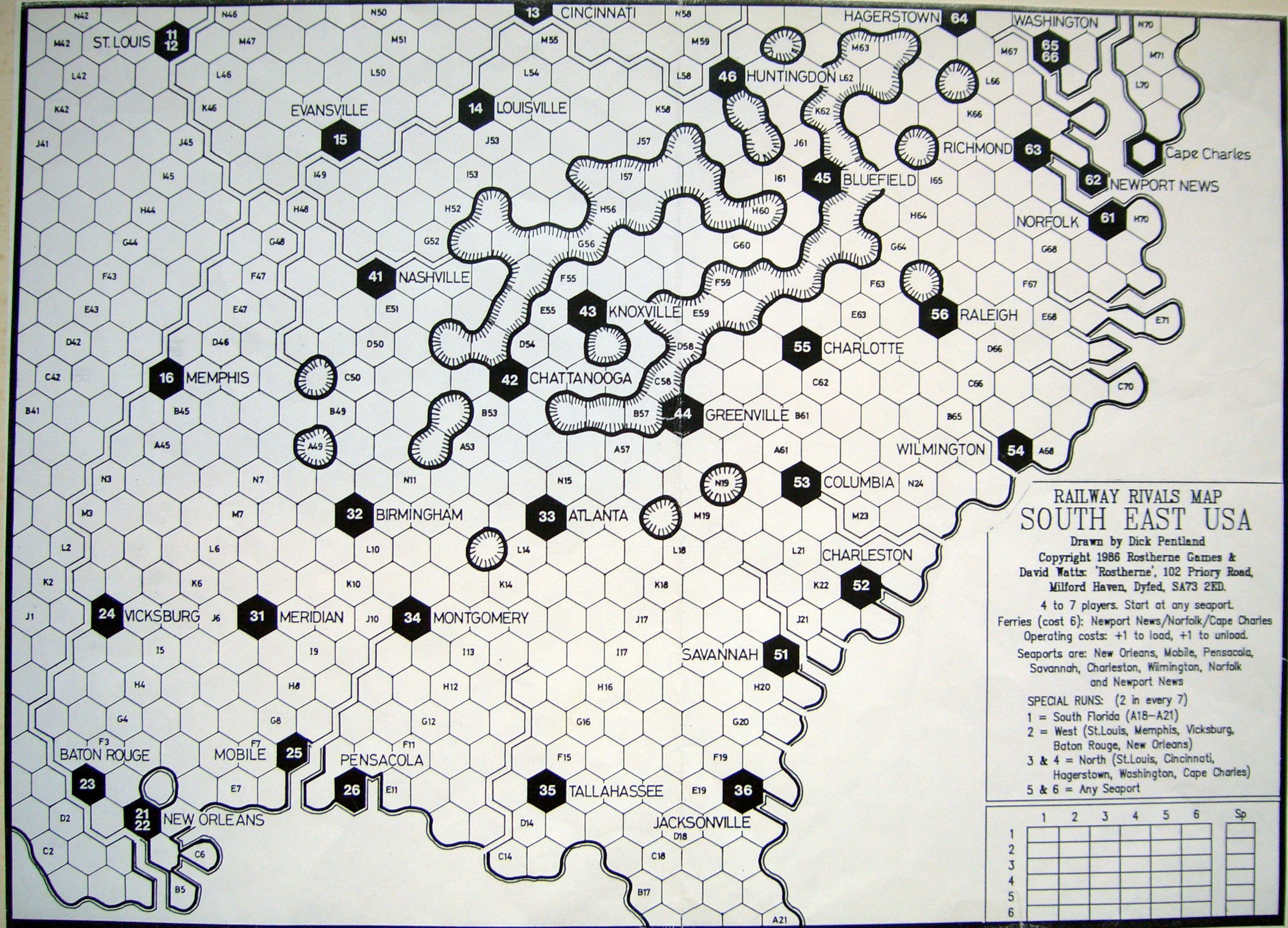 Railway Rivals  Map: South East USA