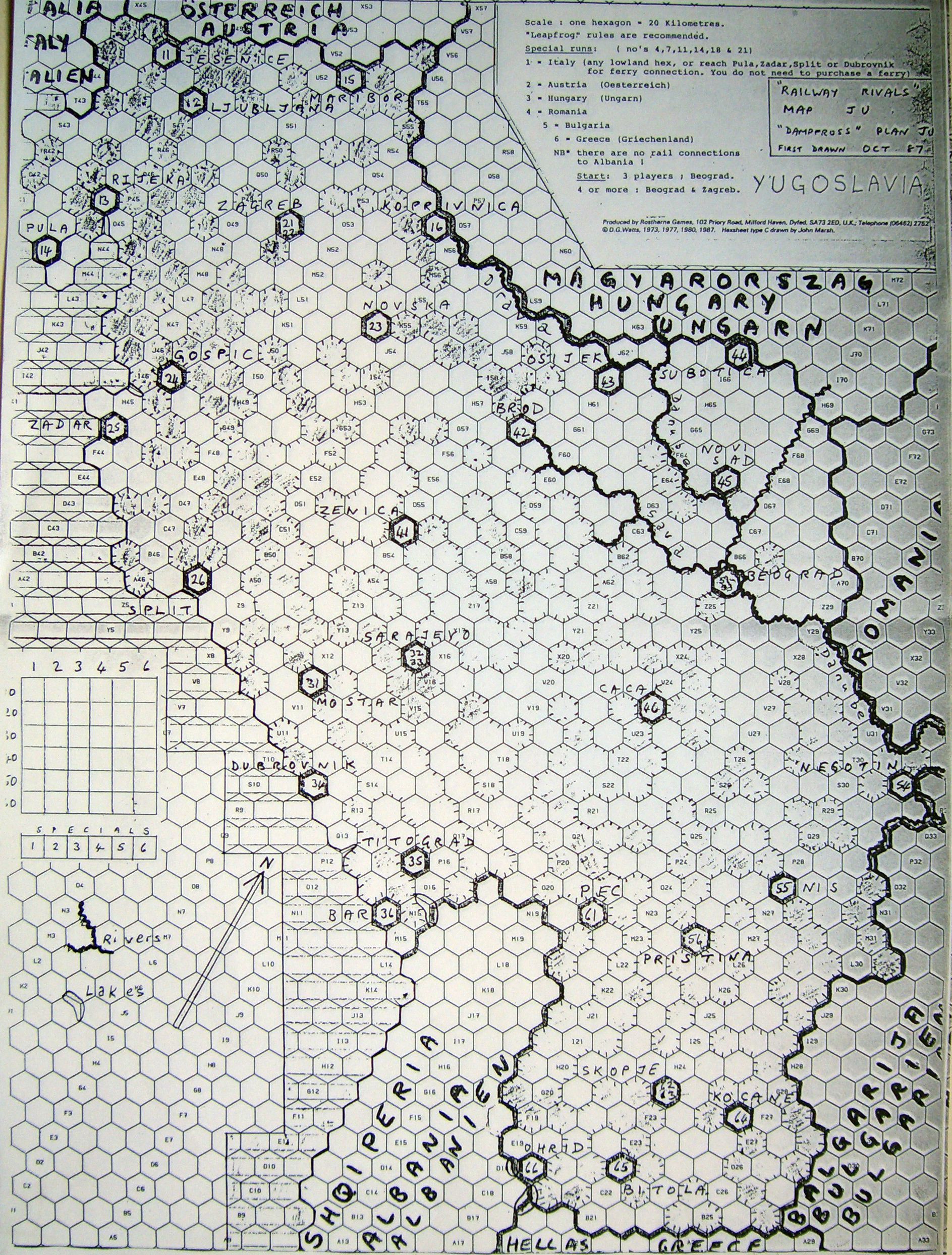 Railway Rivals Map JU: Yugoslavia