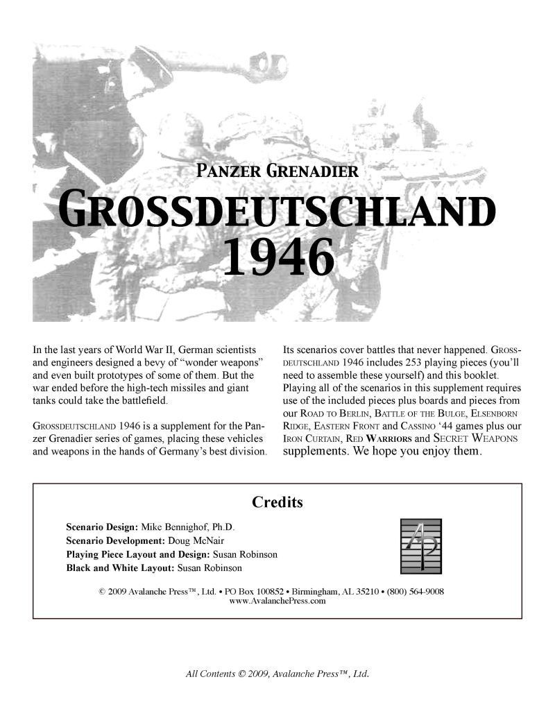 Panzer Grenadier: Grossdeutschland 1946