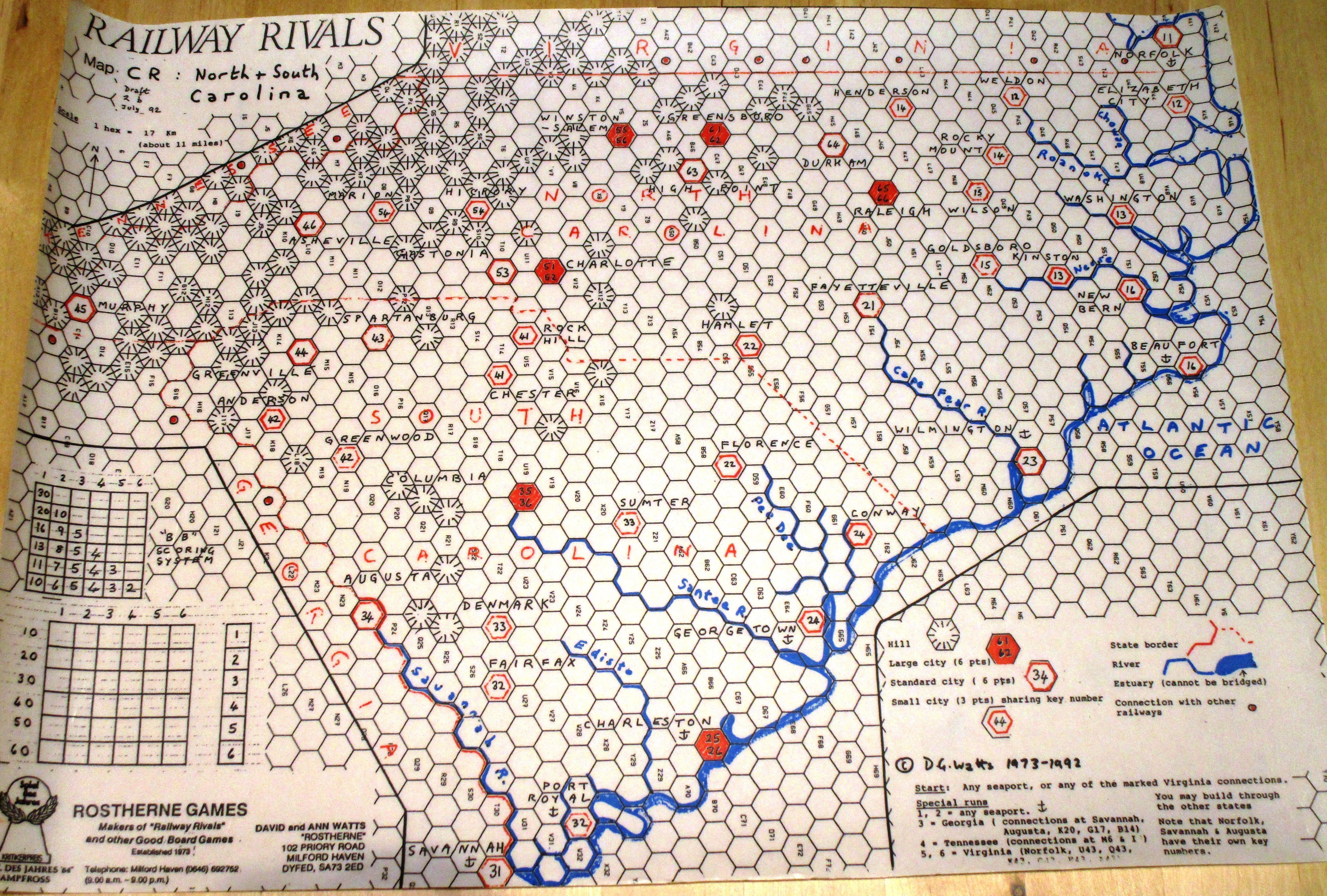 Railway Rivals Map CR: North and South Carolina