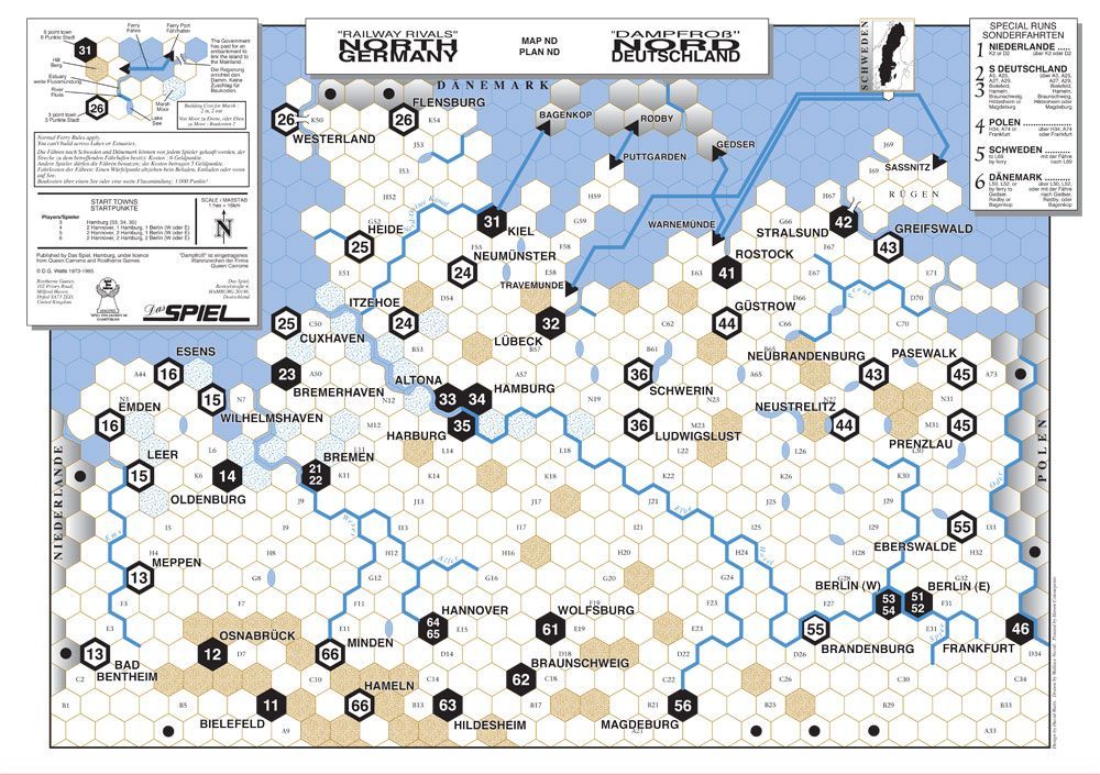 Railway Rivals Map ND: North Germany