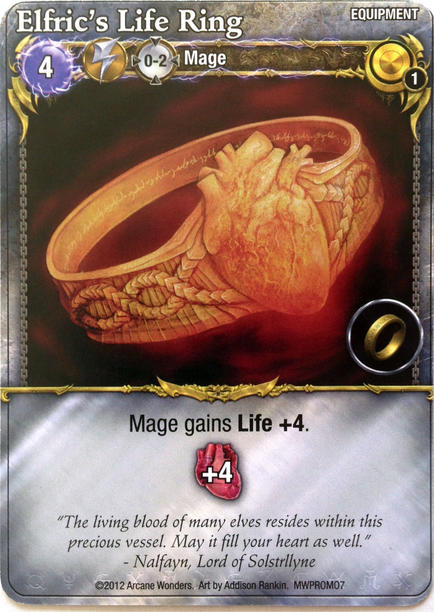Mage Wars: Elfric's Life Ring Promo Card