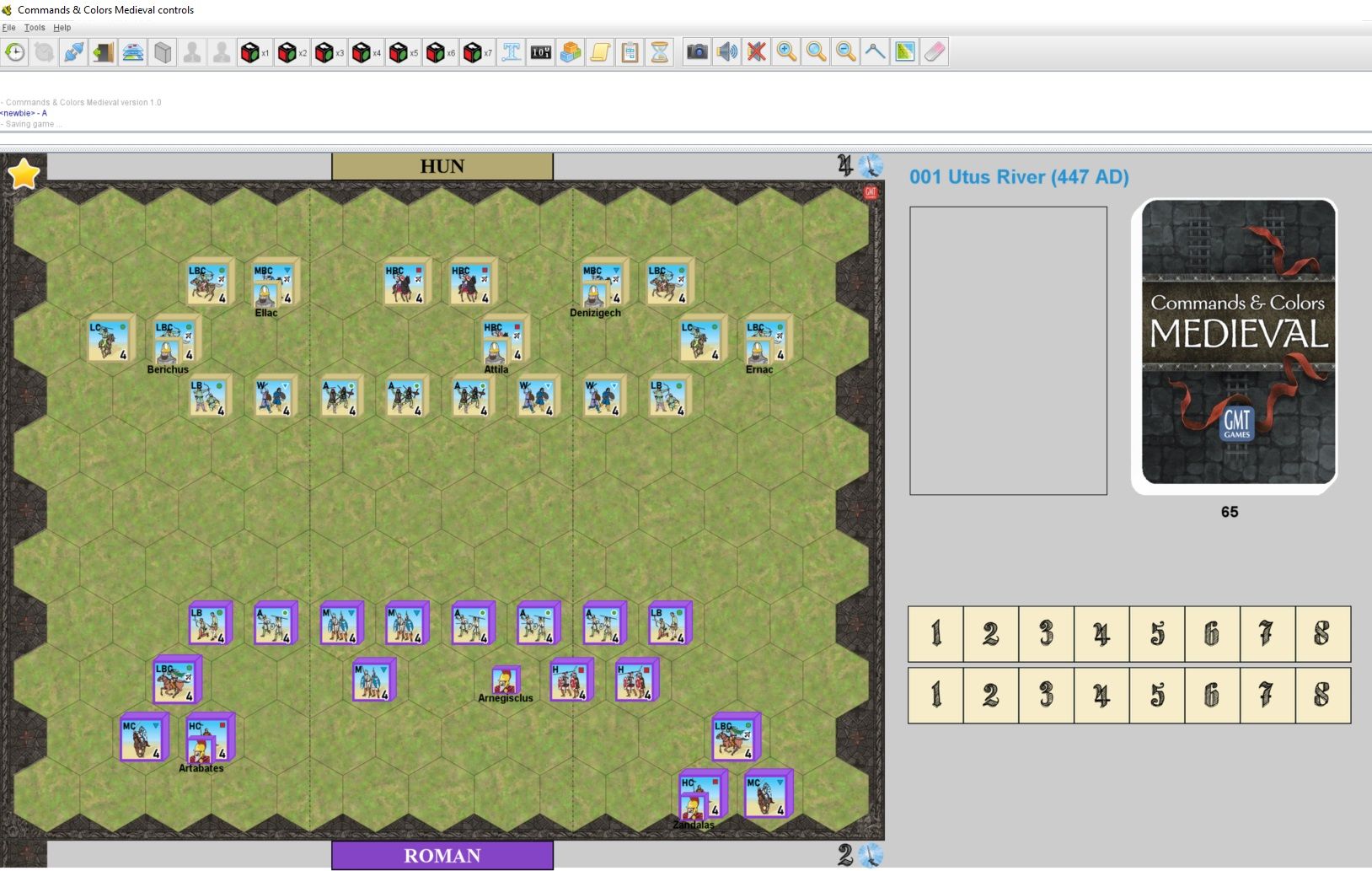 What about a Vassal game module? Commands & Colors Medieval