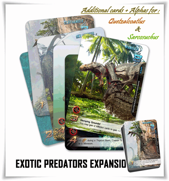Apex Theropod Deck-Building Game: Quetzalcoatlus & Sarcosuchus Expansion Cards