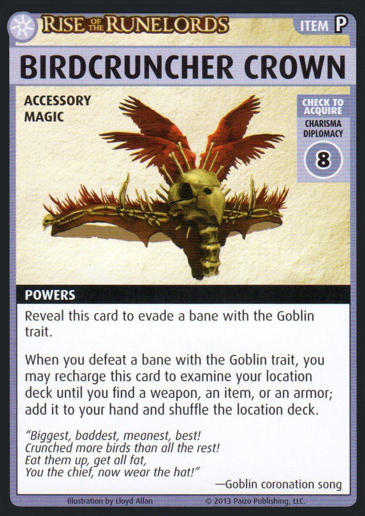 Pathfinder Adventure Card Game: Rise of the Runelords – "Birdcruncher Crown" Promo Card