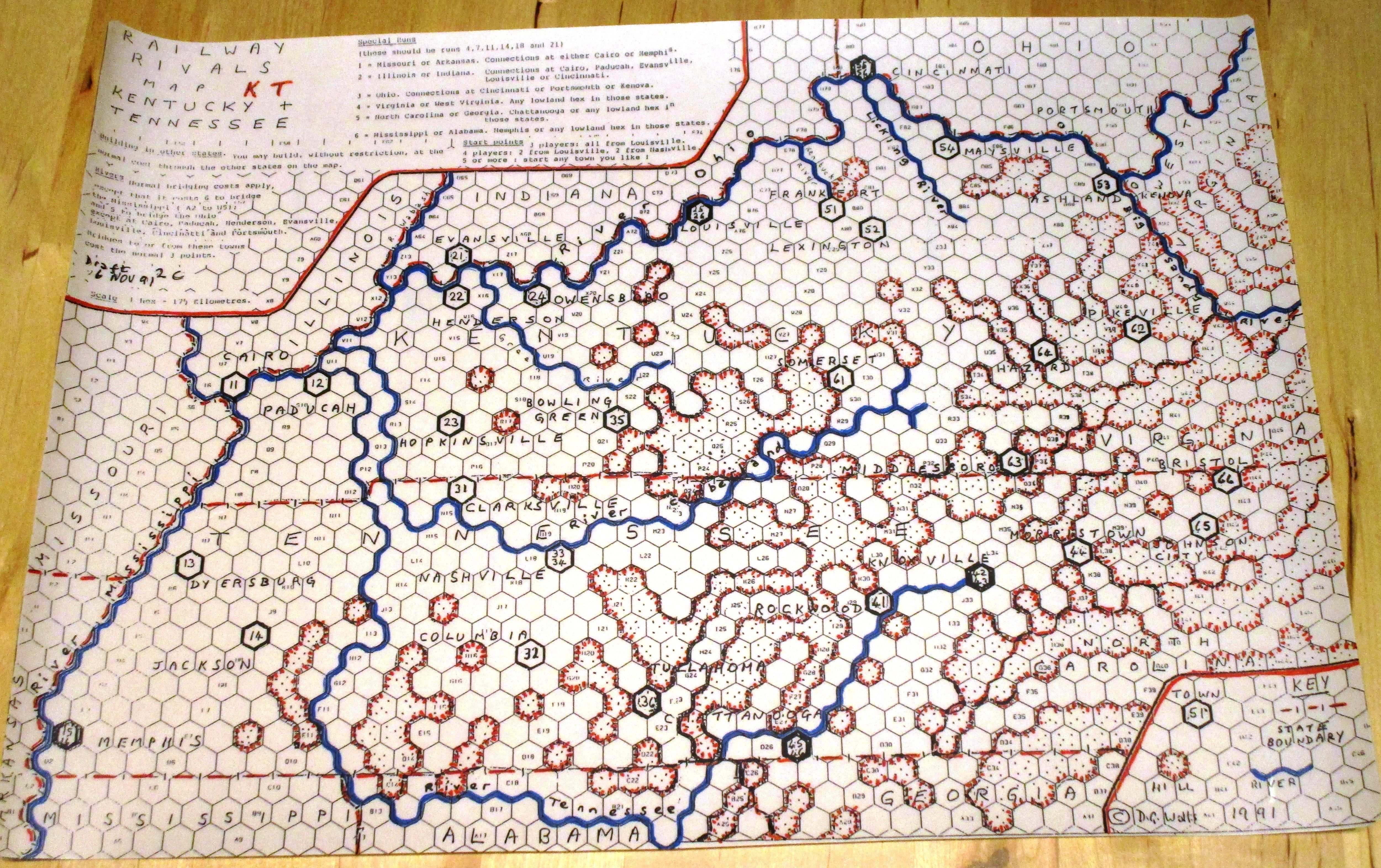 Railway Rivals Map KT: Kentucky and Tennessee