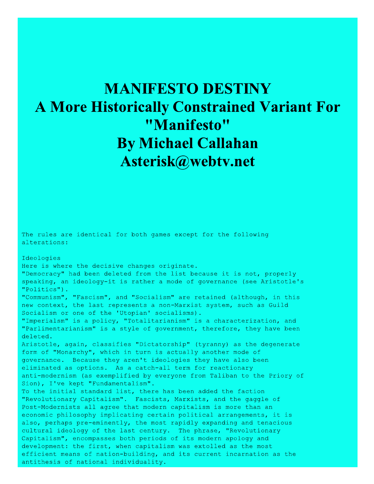 Manifesto Destiny