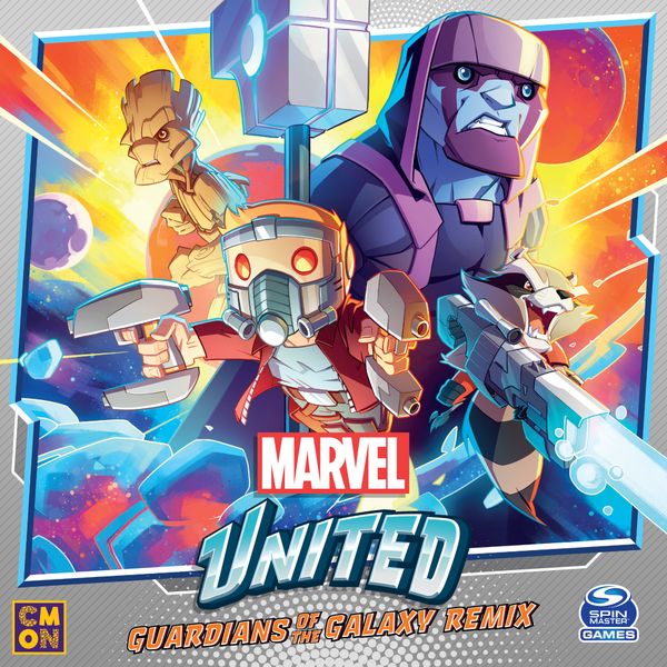 Marvel United: Guardians of the Galaxy Remix, CMON Limited / Spin Master Ltd., 2021 — front cover (image provided by the publisher)