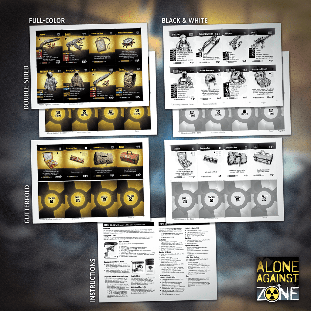 The Print & Play ITEM CARDS are available! | Alone against the Zone