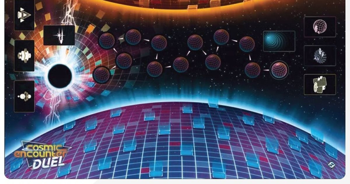 Tappetino Da Gioco Cosmic Encounter Duel, 66x91 Cm, Base In Gomma Antiscivolo, Arte Originale, Per Tornei E Serate