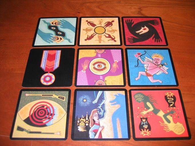 All the cards (L-R,Top to Bottom): Thief, Townsfolk, Werewolf, Sheriff, Fortune Teller, Cupido, Hunter, Little Girl, Witch