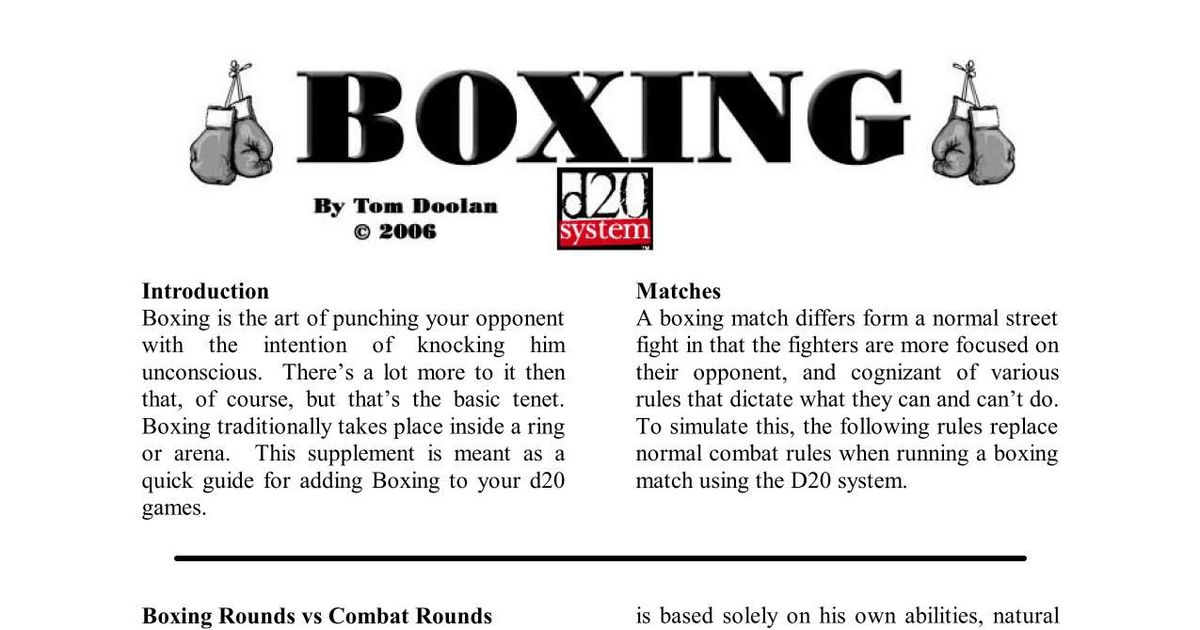 Boxing | RPG Item | RPGGeek