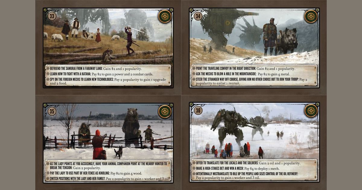 Scythe: Promo Pack #2 – Encounter Cards 33-36 | Image