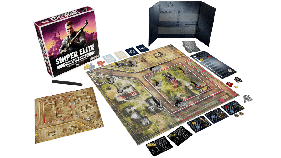 Sniper Elite: Operation Kraken game spread featuring Norman map and additional Sniper Screen.