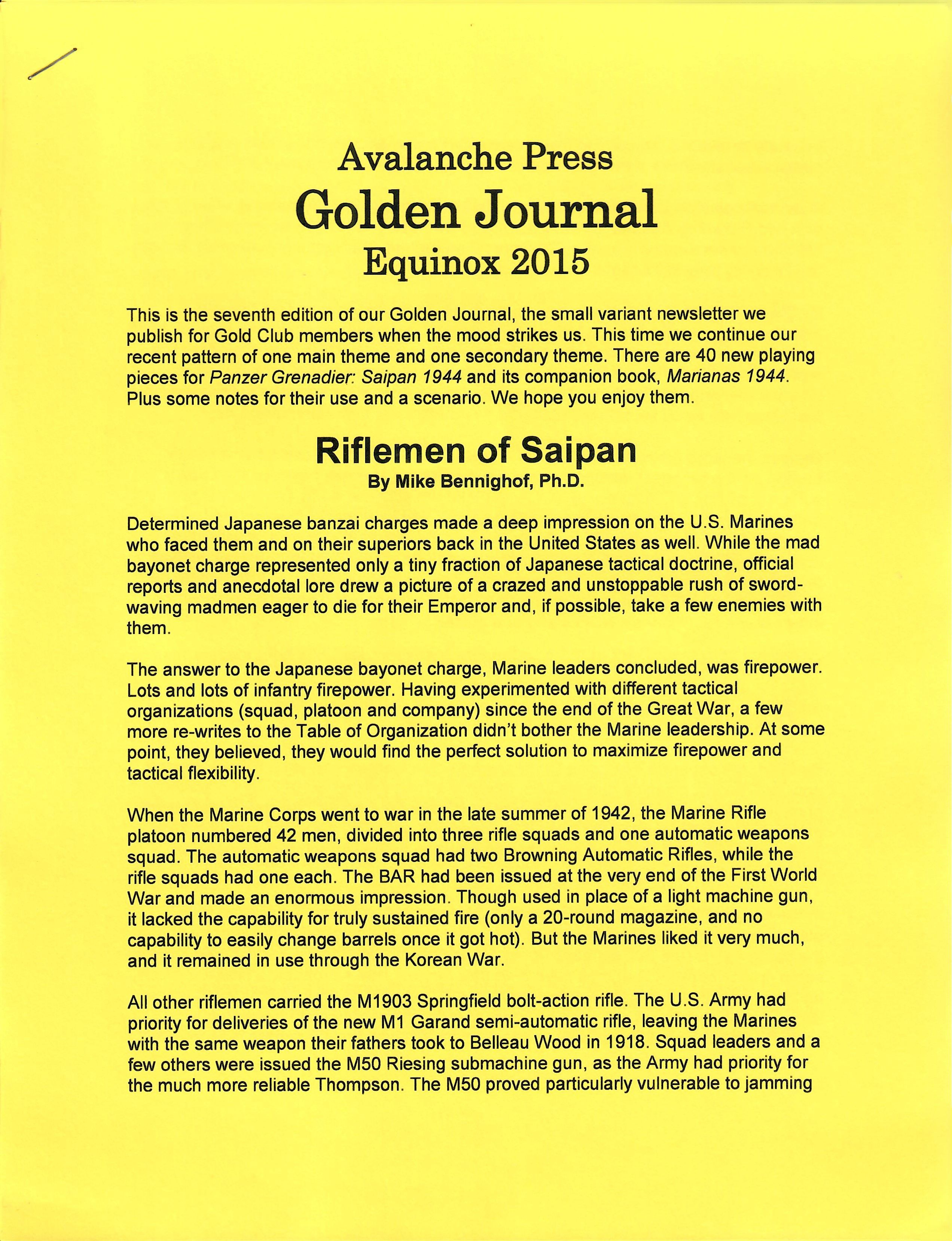 Equinox 2015: Riflemen of Saipan
