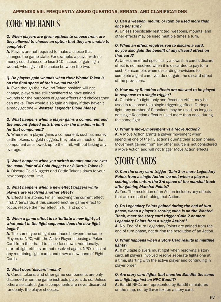 Western Legends | Western Legends: Expanded Rules Reference 