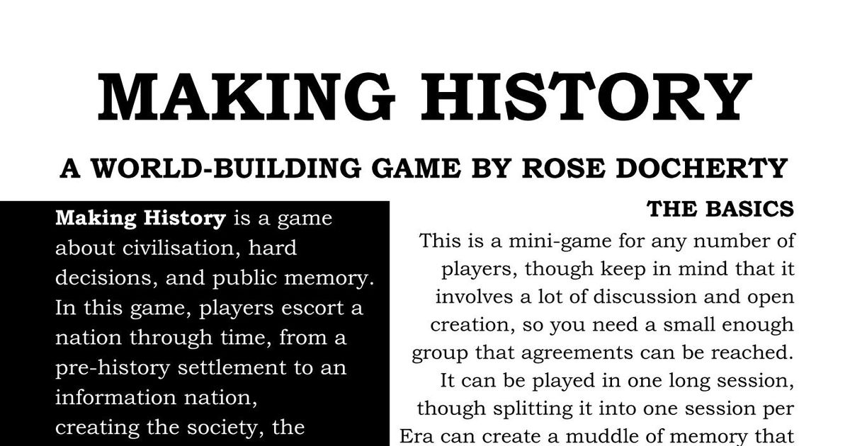 Making History | RPG Item | RPGGeek